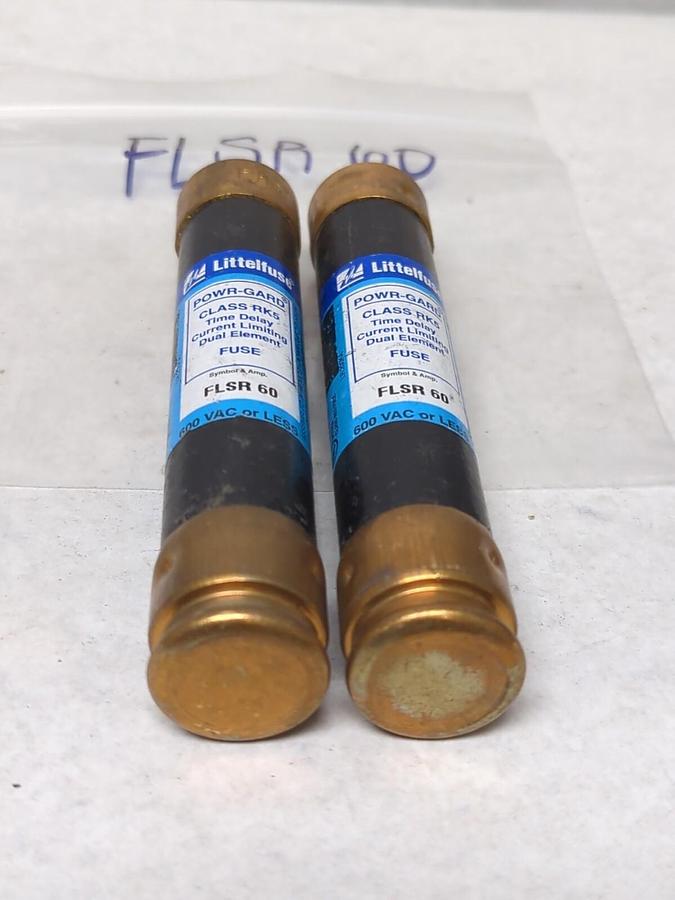 Used LITTELFUSE,FLSR 60,TIME-DELAY 60 AMP FUSE LOT OF 2 PRE-OWNED