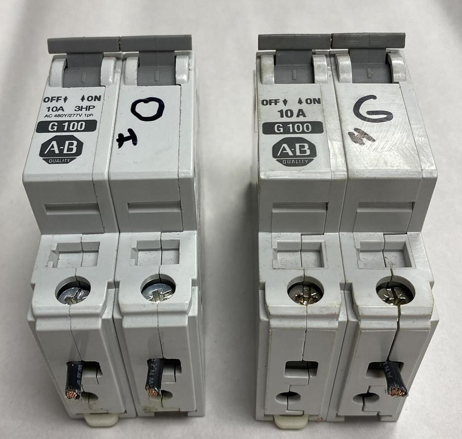 Used Allen Bradley,1492-CB,Two Pole Circuit Breaker 10 Amp Lot Of 2