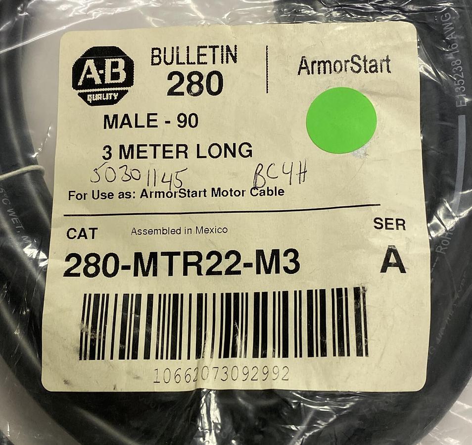 Used ALLEN BRADLEY,280-MTR22-M3,SER A MOTOR CORDSET NEW