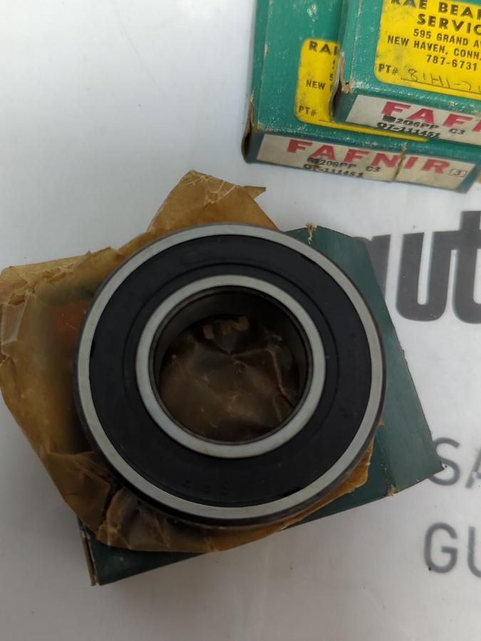 FAFNIR,206PP,RUBBER SEALED BALL BEARING 30X62X16MM LOT OF 7 NOS