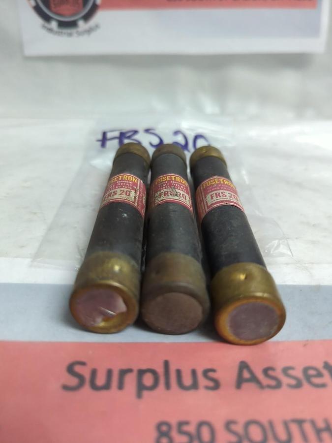Used COOPER BUSSMANN,FRS 20,FUSETRON 20 AMP FUSE LOT OF 3 PRE-OWNED