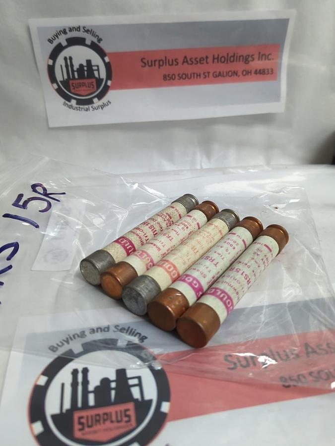 Used GOULD SHAWMUT,TRS-15R,TRI-ONIC 15R AMP FUSE LOT OF 5 PRE-OWNED