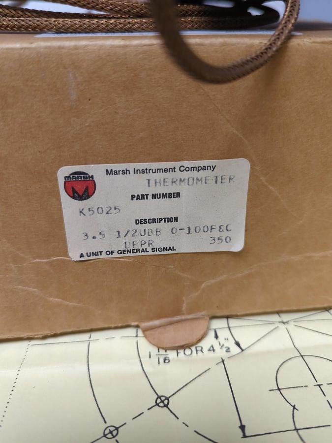 MARSH,K5025,THERMOMETER 0-100 NOS