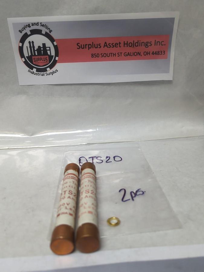 Used FERRAZ SHAWMUT,OTS20,ONE-TIME 20 AMP FUSE LOT OF 2 PRE-OWNED