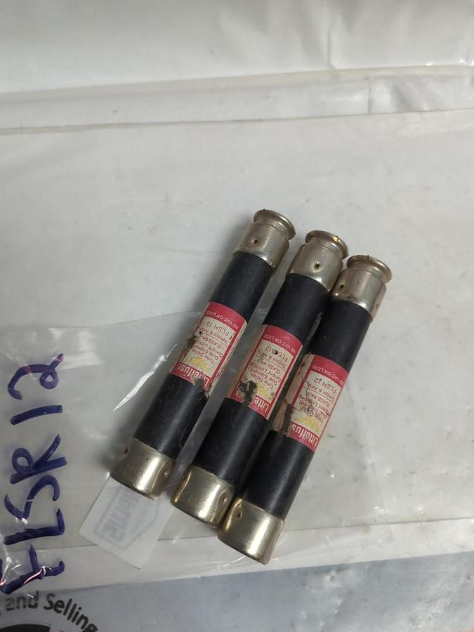 Used LITTELFUSE,FLSR 12,SLO-BLO 12 AMP FUSE LOT OF 3 PRE-OWNED