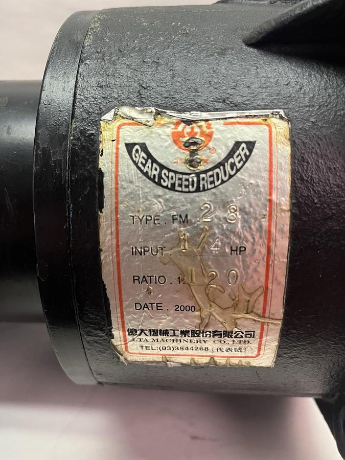 Used I-TA MACHINERY,FM-28,GEAR SPEED REDUCER 1/4HP 120 RATIO 3PH AEV200