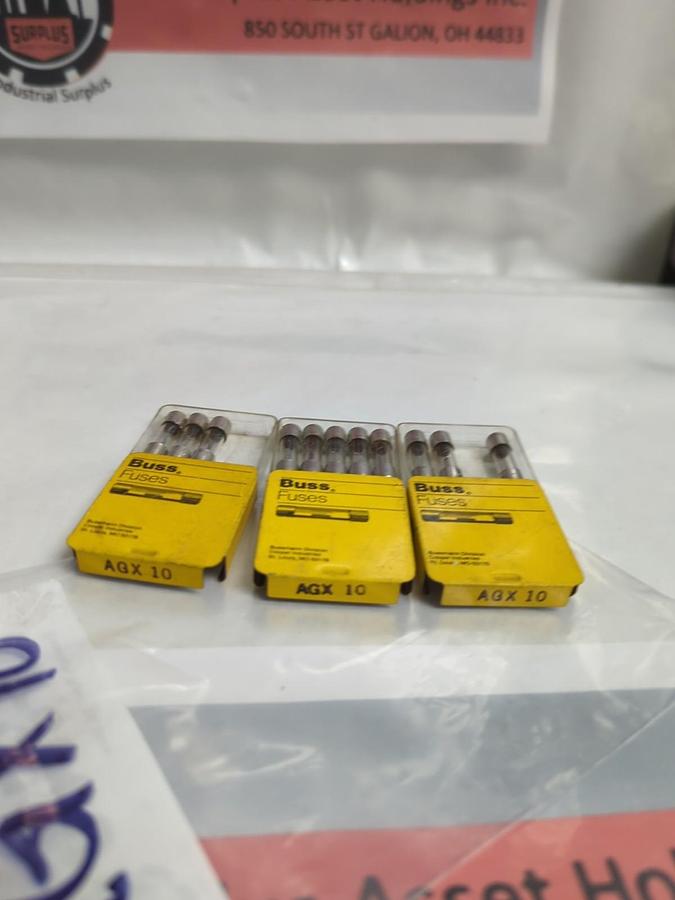 COOPER BUSSMANN,AGX-10,10 AMP FUSE LOT OF 11 NOS