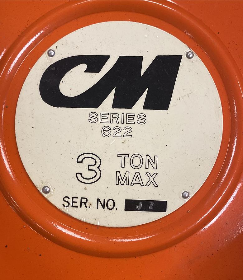 CM,Series 622,Hand Chain Hoist  Hook Mount  3 Ton Capacity  15 FT Lift