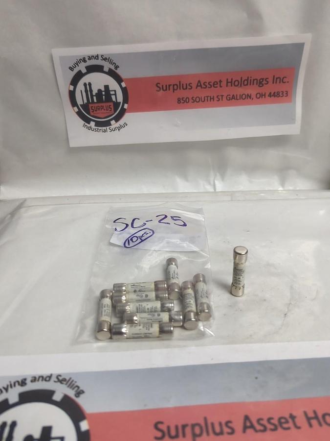 Used COOPER BUSSMANN,SC-25,GENERAL PURPOSE 25 AMP FUSE LOT OF 10 PRE-OWNED