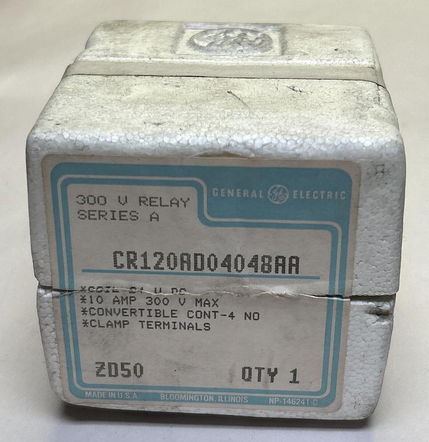 Used GENERAL ELECTRIC,CR120AD04048AA,RELAY 24VDC NEW