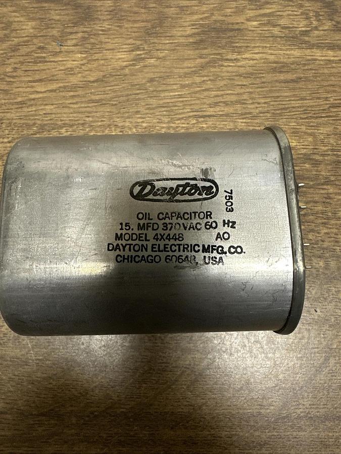 Used Dayton,4X448,15 MFD Oil Capacitor