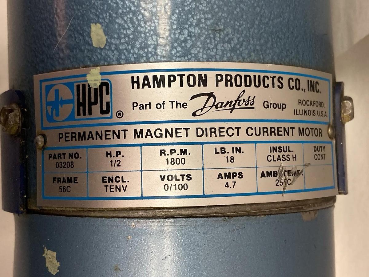 Used HPC Hampton Products,03212,Permanent Magnet DC Motor 1/2HP 1800rpm Frame 56C