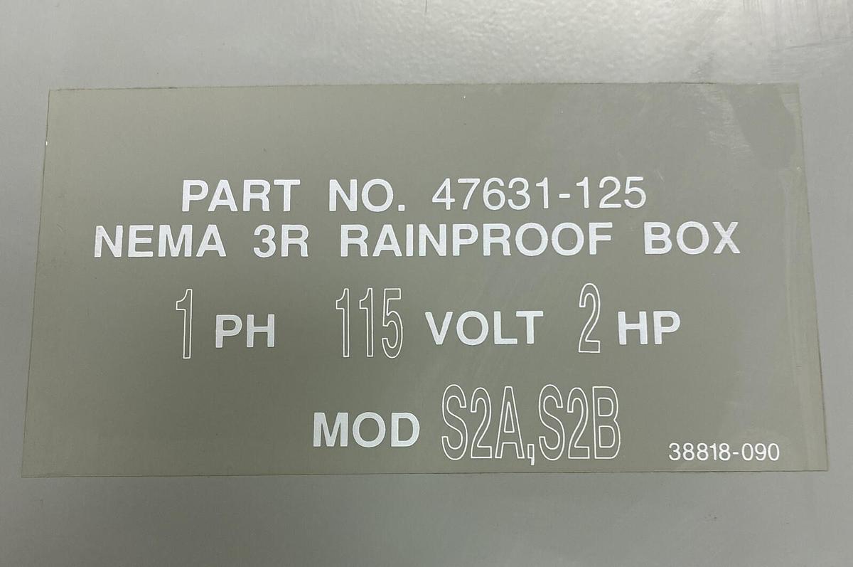 Gorman Rupp,47631-125,Pump Control System 115V 2HP New No Box