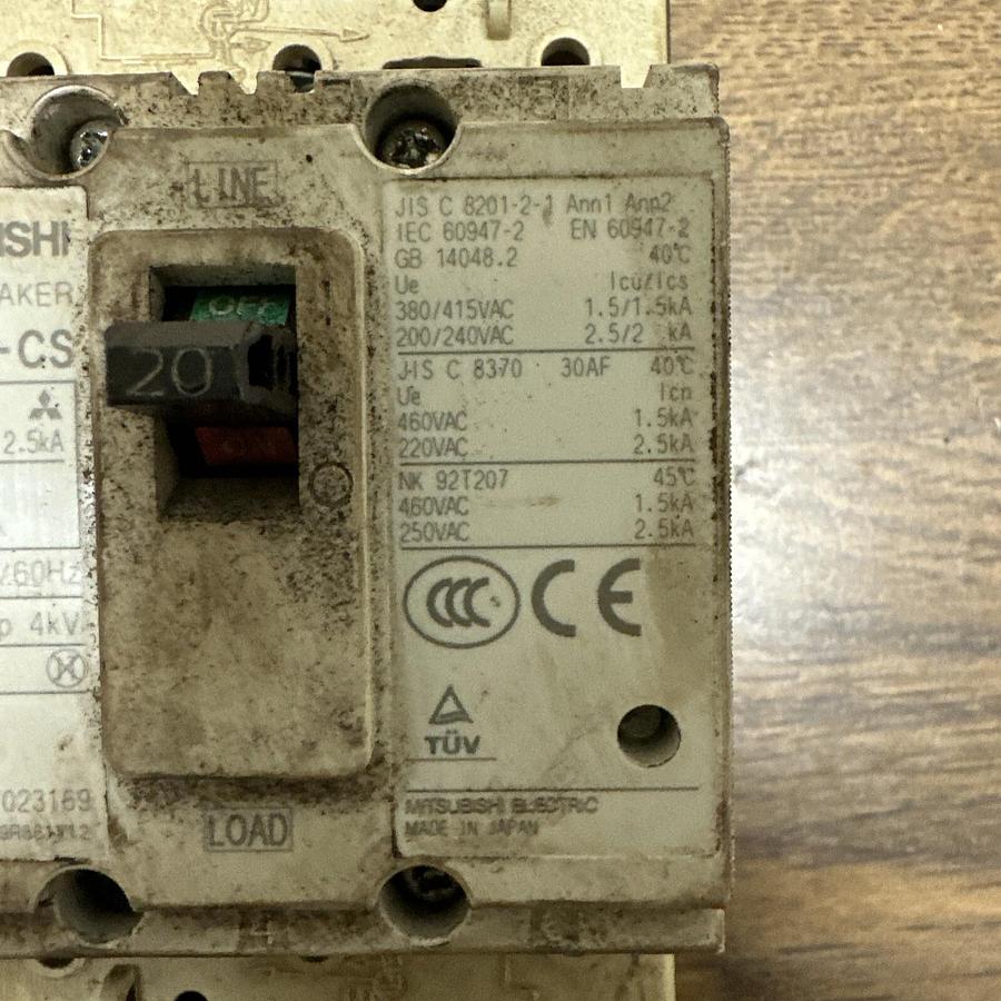 Used Mitsubishi,NF30-CS,20 Amp Circuit Breaker