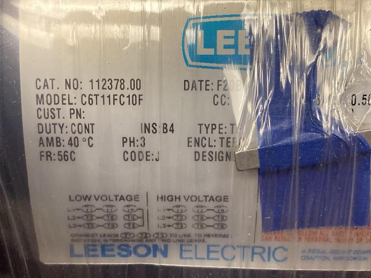 Leeson,C6T11FC10F,3-Phase AC Motor 56C Frame 1140rpm 3/4Hp 60Hz