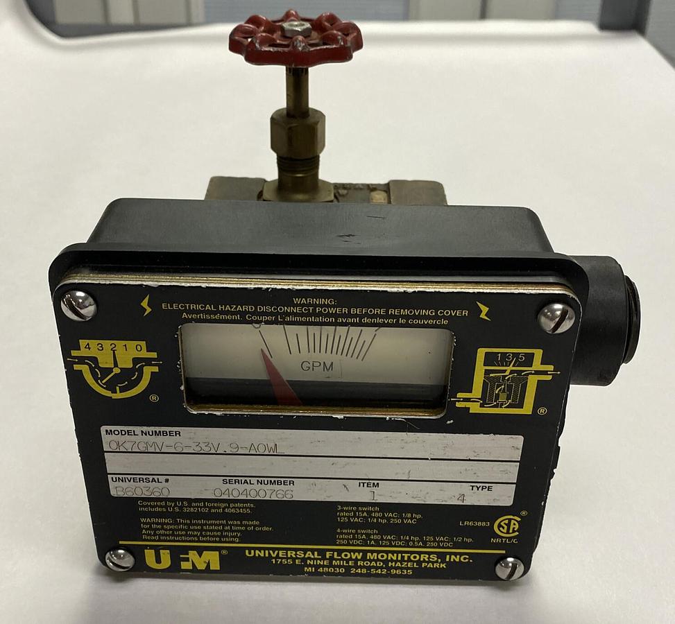 UNIVERSAL,0K7GMV-6-33V.9-A0WL,FLOW RATE INDICATOR NOS
