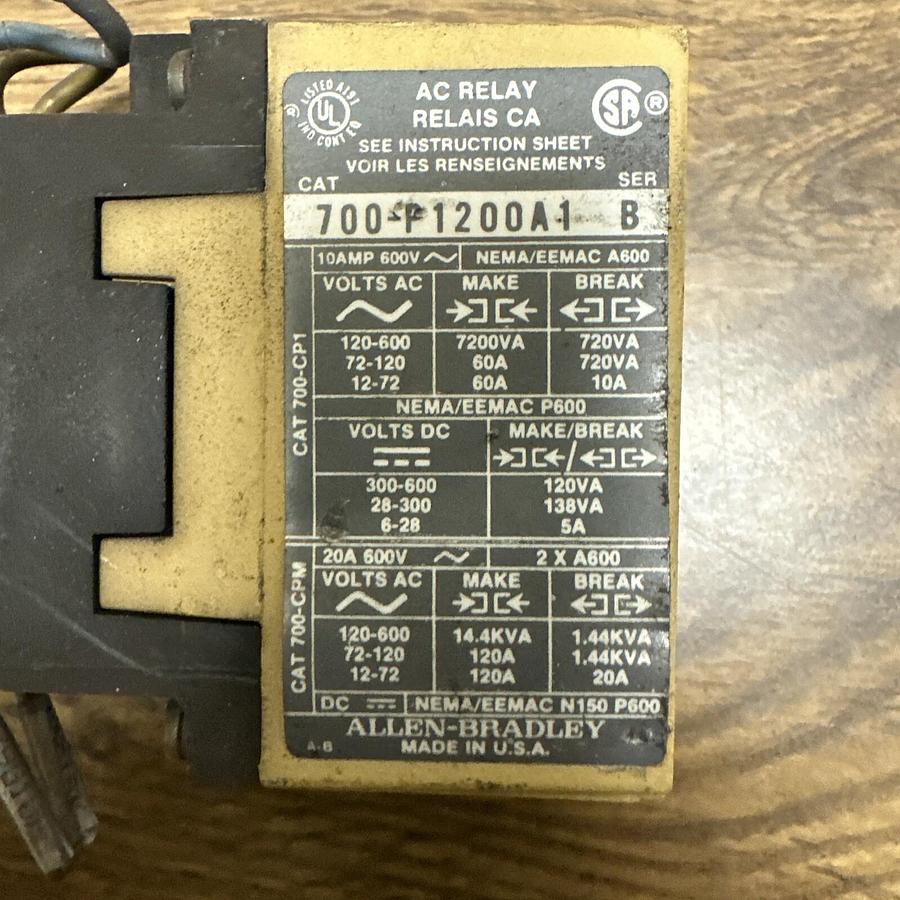 Used A-B,700-P1200A1,Control Relay