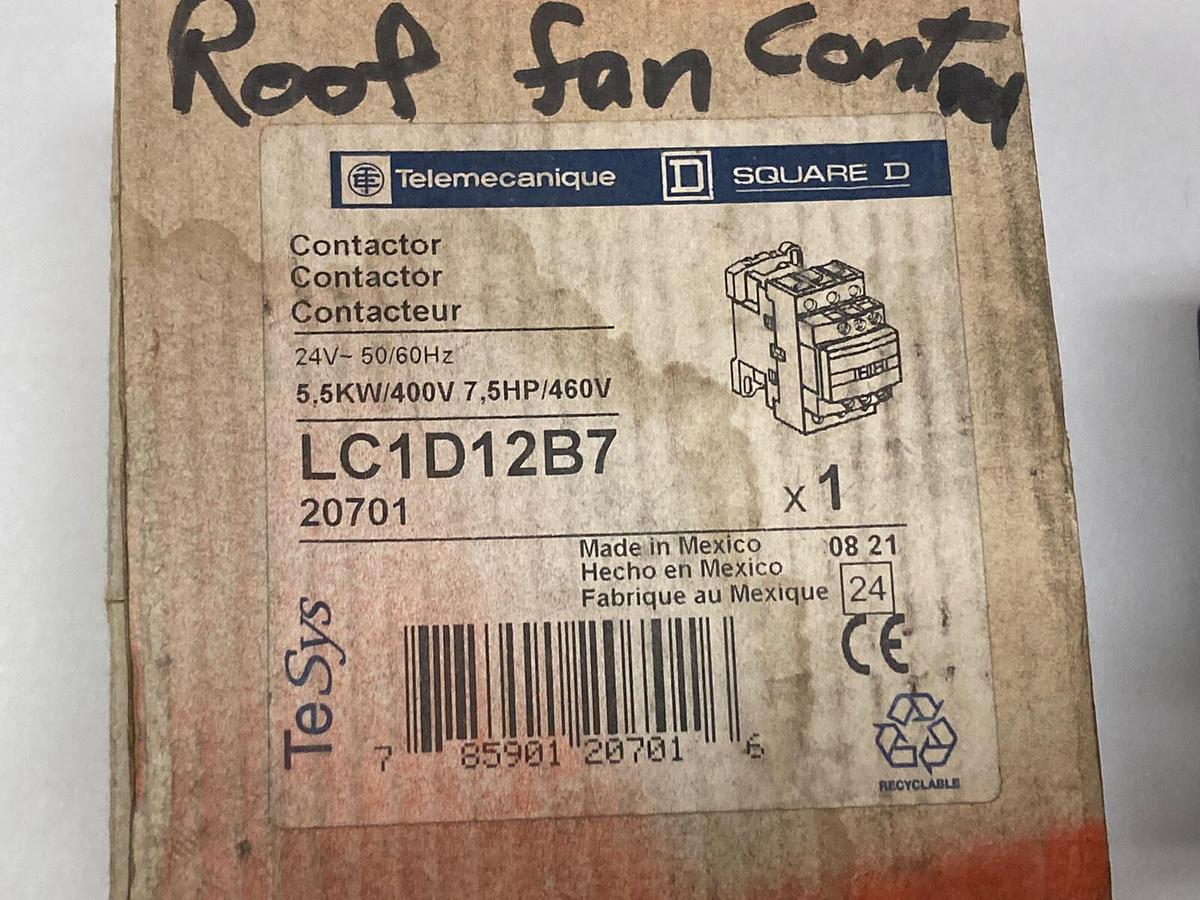 Used Telemecanique,LC1D12B7,25 Amp Contactor, 50/60Hz