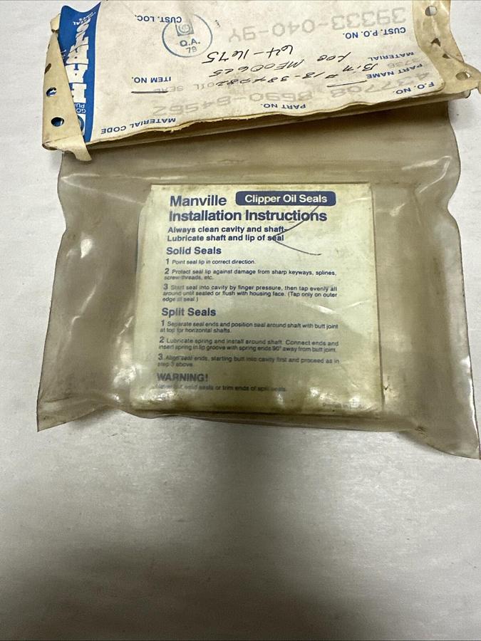 Used Manville,0162-07073 D88,Clipper Oil Seal