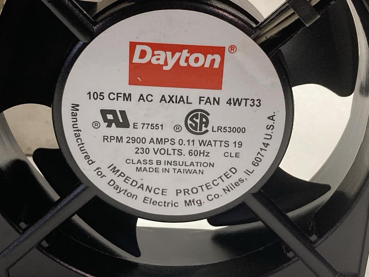 Dayton,4WT33,AC Axial Fan 105 CFM 2900 Amps 0.11 Watts 230V 60Hz