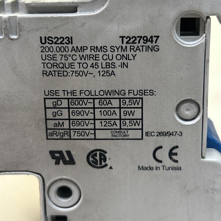 Used FERRAZ SHAWMUT,US2231,FUSE HOLDER 125A 750V