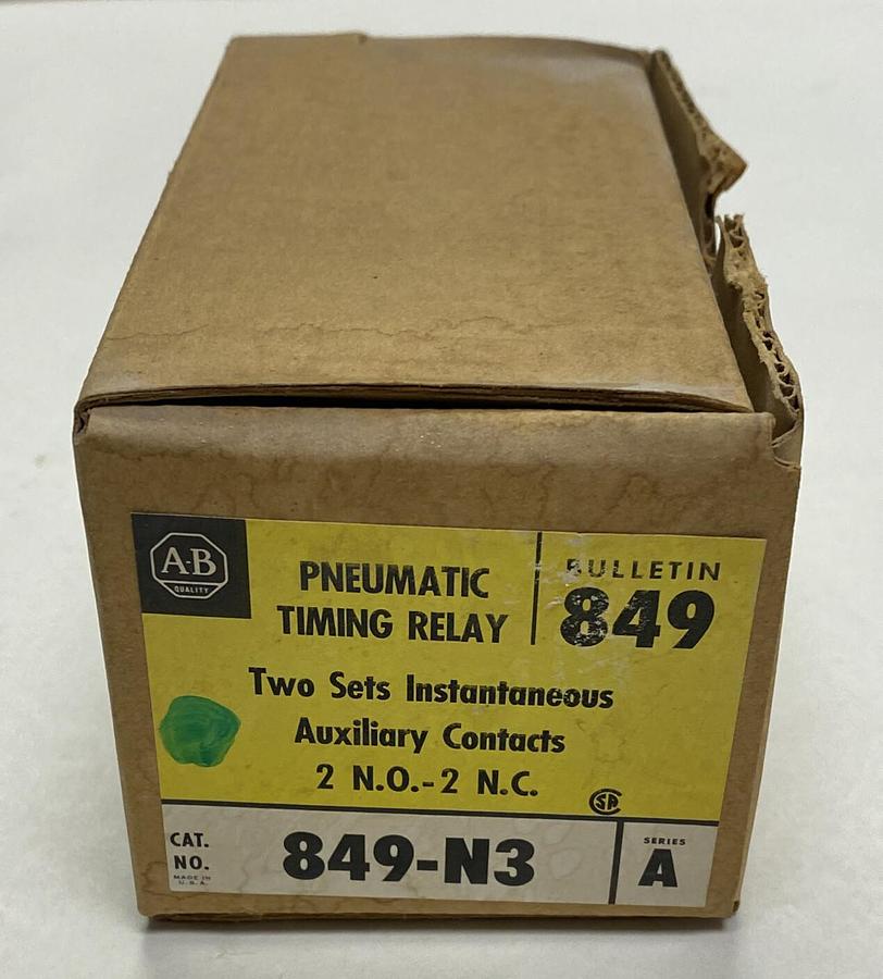 Used ALLEN BRADLEY,849-N3,SER A PNEUMATIC TIMING RELAY AUXILIARY CONTACT NEW