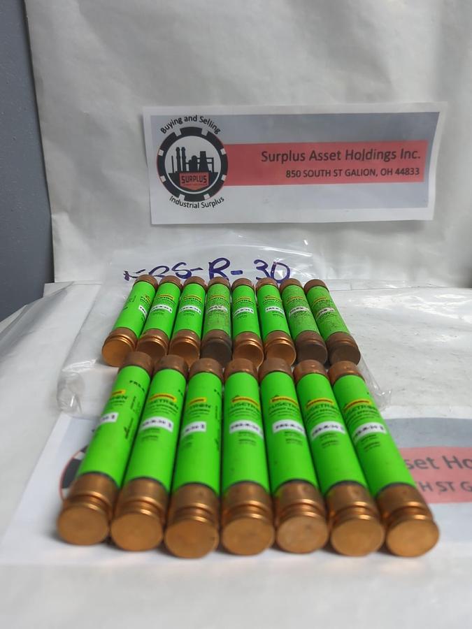 Used COOPER BUSSMANN,FRS-R-6-30,FUSETRON 30 AMP FUSE LOT OF 15 PRE-OWNED