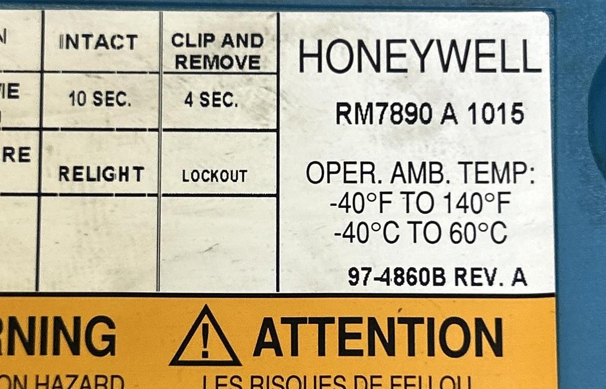 Used HONEYWELL,RM7890A1015,ULTRAVIOLET FLAME AMPLIFIER
