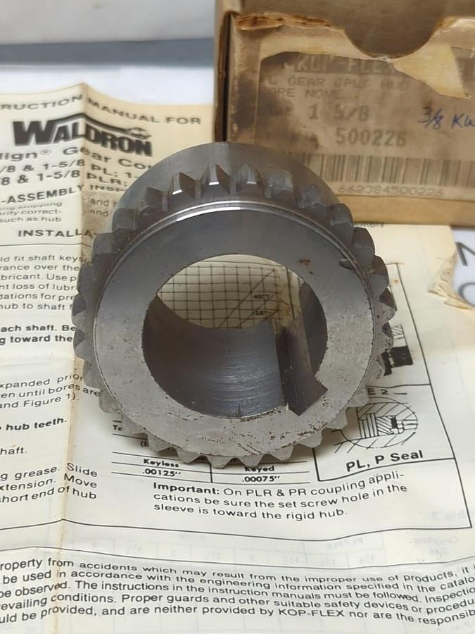 KOP-FLEX,500226 PL,GEAR COUPLING HUB 1-5/8 INCH BORE 3/8 INCH KW NOS