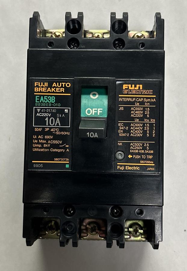 FUJI ELECTRIC,EA53B,CIRCUIT BREAKER 10A 3P NOS