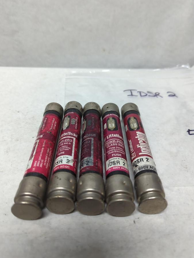 Used LITTELFUSE,IDSR2,INDICATOR 2 AMP FUSE LOT OF 5 PRE-OWNED
