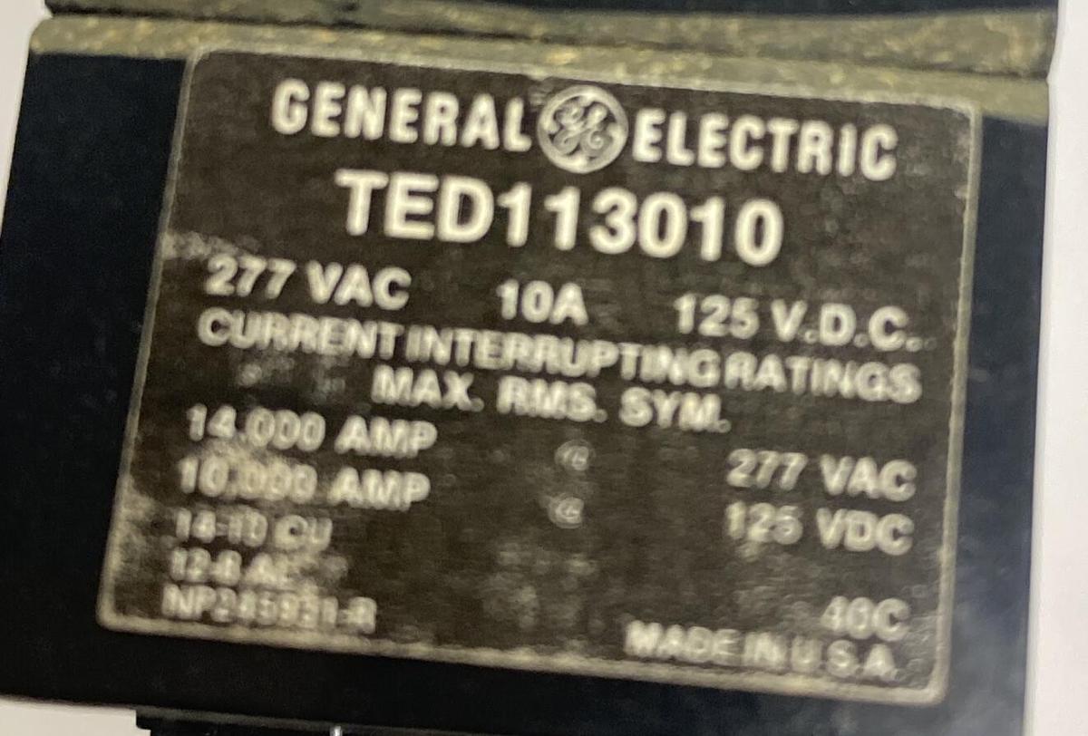 General Electric,TEB111010,Circuit Breaker 10A 1P 120VAC Lot Of 2 New