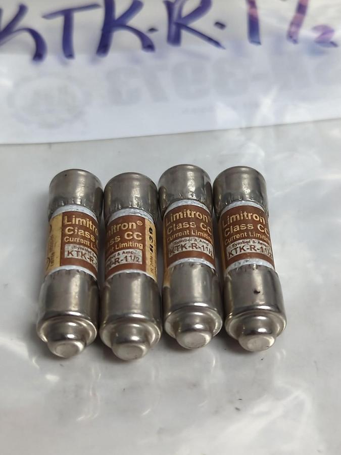 Used COOPER BUSSMANN,KTK-R-1-1/2,LIMITRON 1-1/2 AMP FUSE LOT OF 4 PRE-OWNED