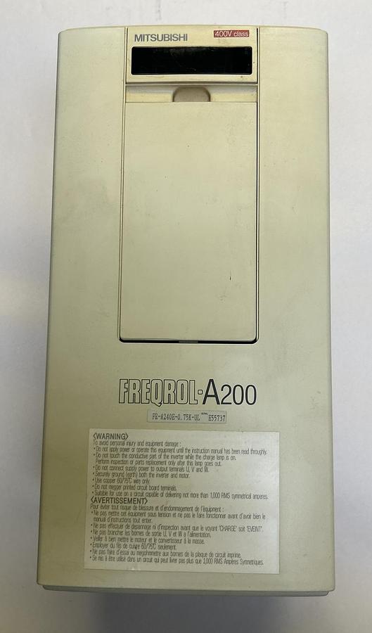 Used MITSUBISHI,FR-A240E-0.75K-UL,INVERTER DRIVE 1HP