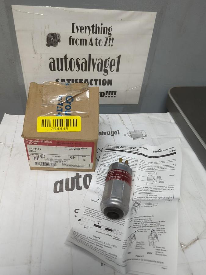 CROUSE-HINDS,ENP5151,EXPLOSION PROOF 15 AMP PLUG NEW