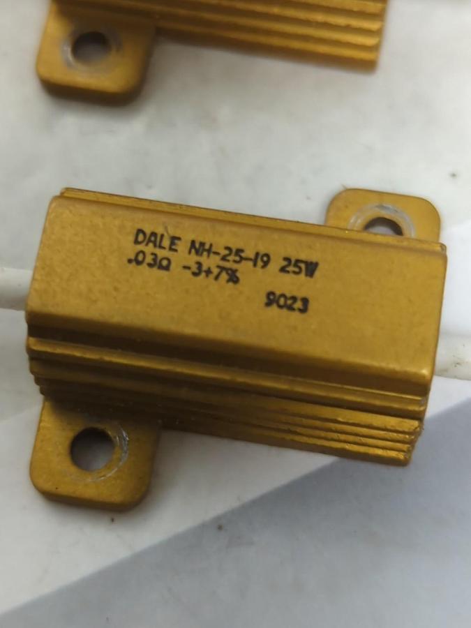 Used DALE,NH-25-19,RESISTOR .03Ω 25W -3+7% LOT OF 9 PRE-OWNED