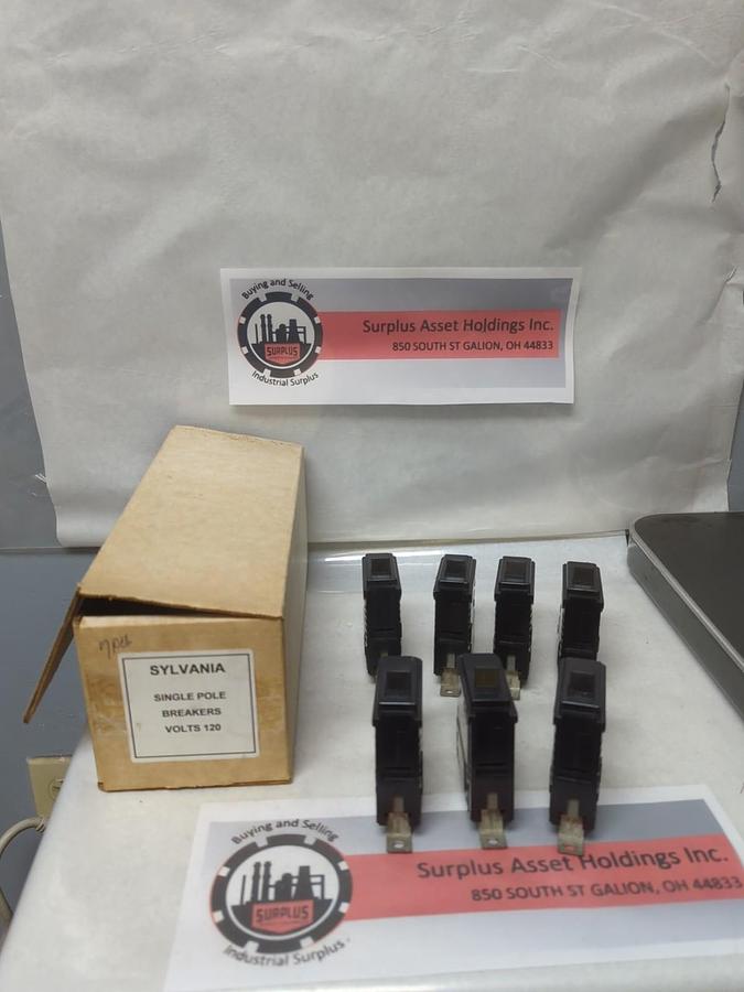 Used SYLVANIA,TYPE BQ-C,CIRCUIT BREAKER 15 AMP 1-POLE LOT OF 7 PRE-OWNED