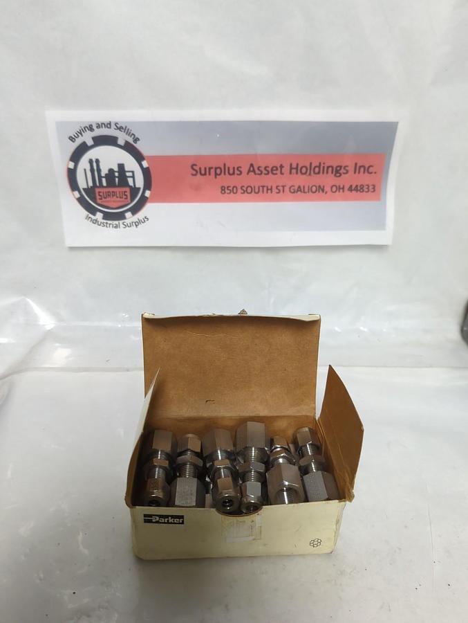 PARKER,4FBC4N-316,FEMALE 1/4 INCH BULKHEAD CONNECTOR TUBE FITTINGS BOX OF 12 NOS