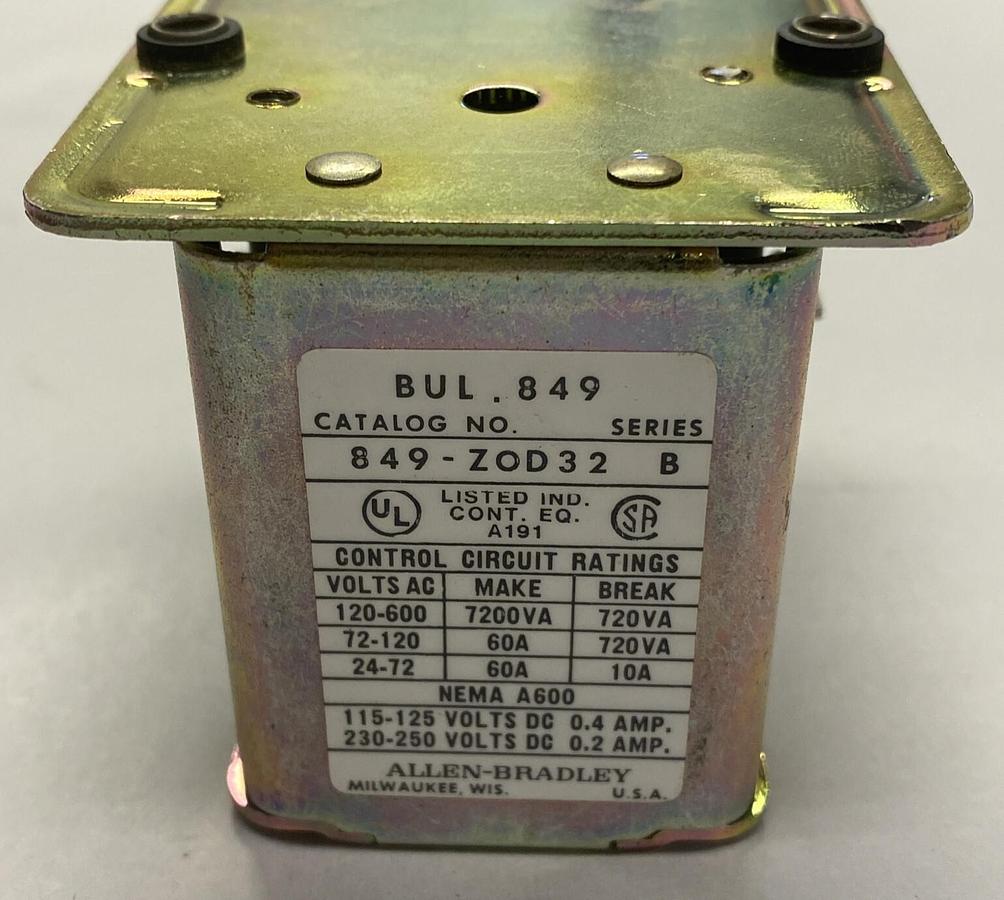 ALLEN BRADLEY,849-ZOD32,SER B PNEUMATIC TIME DELAY RELAY NOS