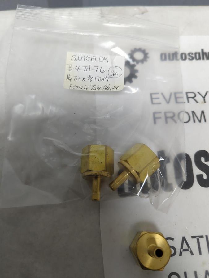 SWAGELOK,B-4-TA-7-6,1/4TA X 3/8FNPT FEMALE TUBE ADAPTER LOT OF 3 NOS
