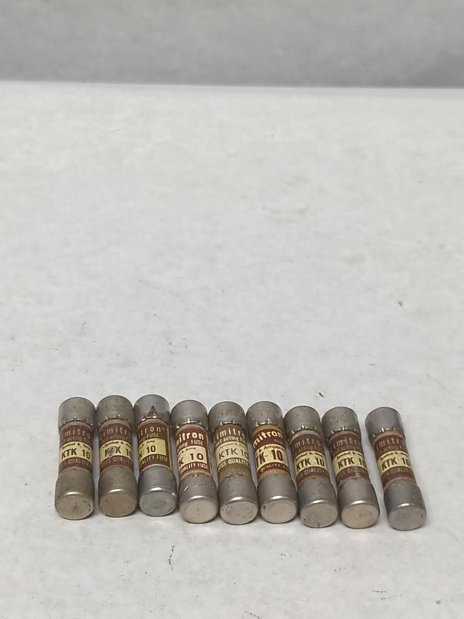 COOPER BUSSMANN,KTK 10,LIMITRON 10 AMP FUSE LOT OF 9 NOS