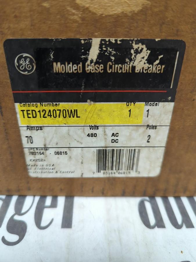 GE,TED124070WL,CIRCUIT BREAKER 70 AMP 2-POLE 480 VOLT