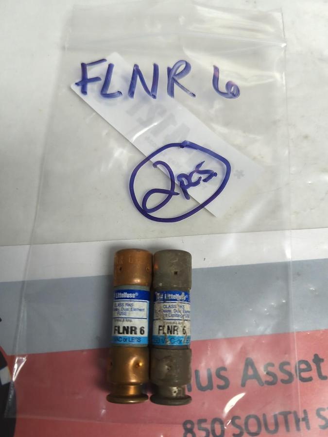 Used LITTELFUSE,FLNR6,TIME-DELAY 6 AMP FUSE LOT OF 2 PRE-OWNED