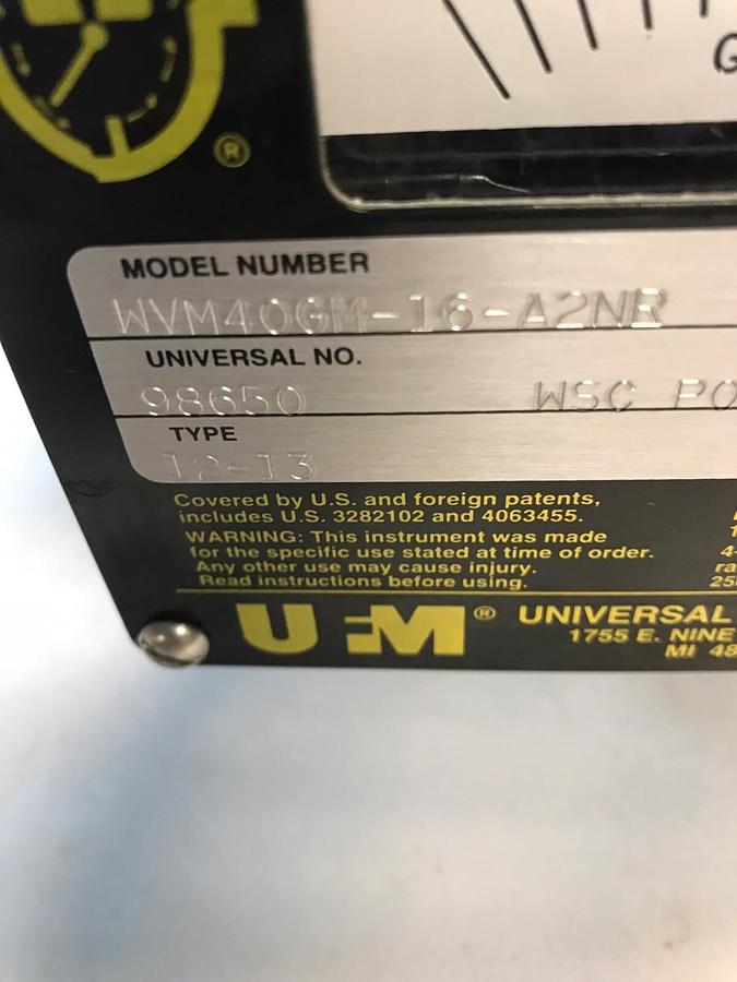 UFM,WVM40GM-16-A2NR,Flow Monitor Type 12-13