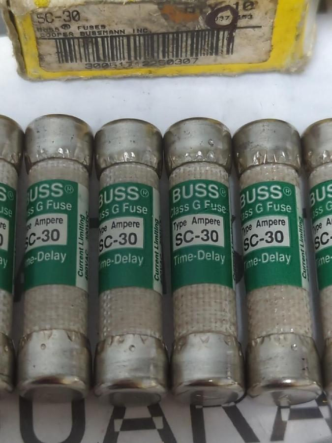 COOPER BUSSMANN,SC-30,30 AMP TIME-DELAY FUSE BOX OF 9 NOS