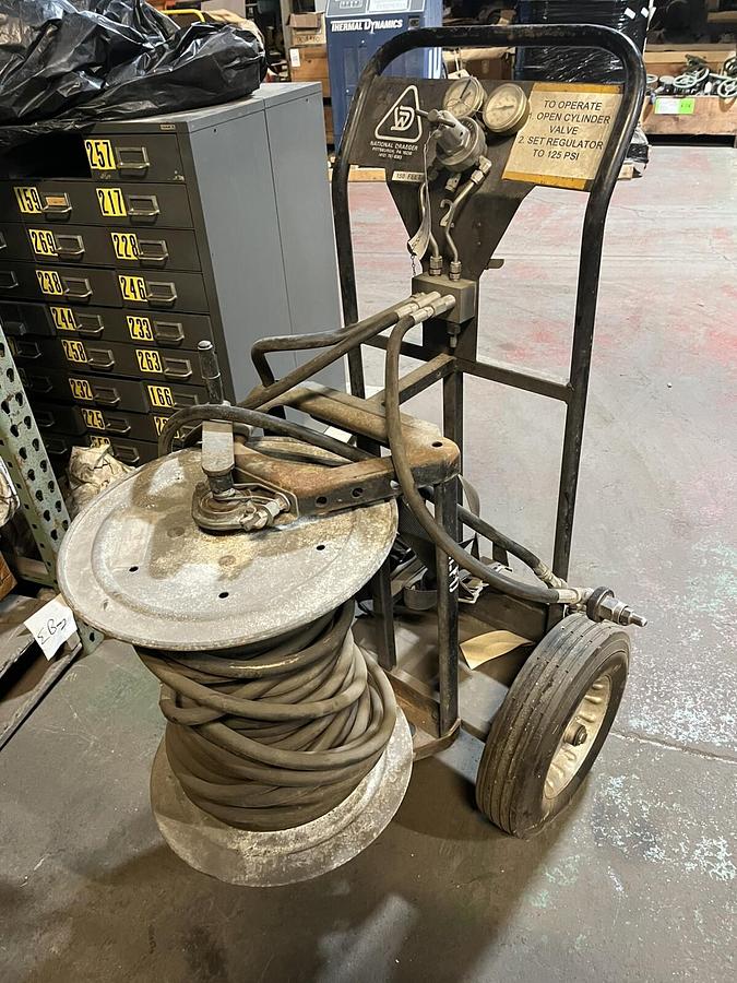 Used National Draeger,CO2,Fire Extingiushing Cart 150FT Hose Hanna 1526-17-18 Reel