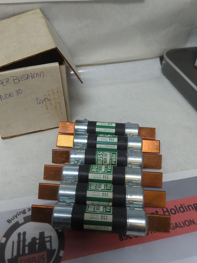 Used COOPER BUSSMANN,NON 80,ONE-TIME 80 AMP FUSE LOT OF 6 PRE-OWNED