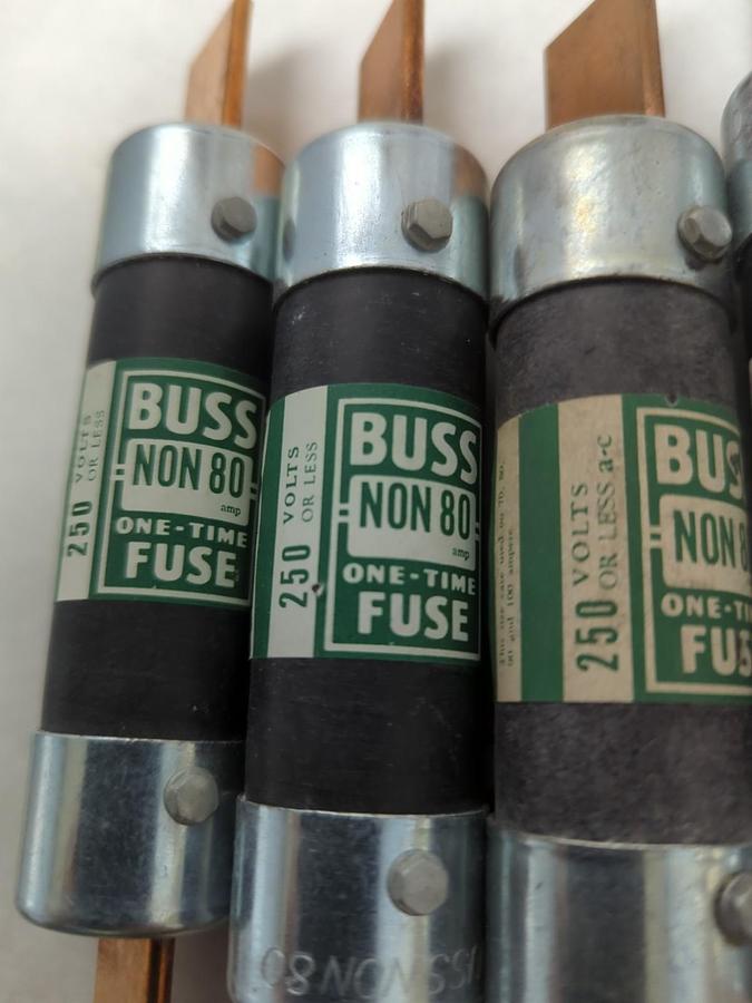 COOPER BUSSMANN,NON 80,ONE-TIME 80 AMP FUSE LOT OF 10 NOS