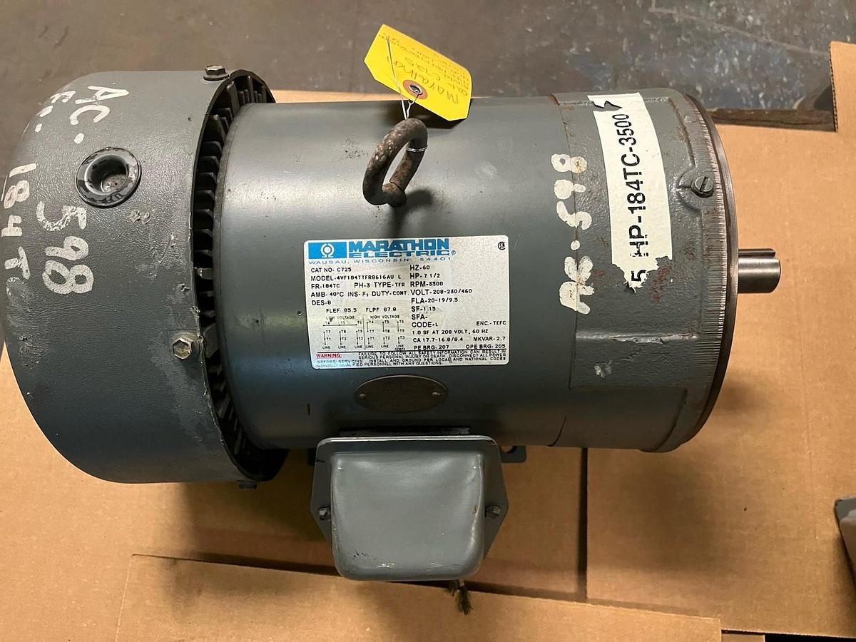 Used MARATHON,C725,ELECTRIC MOTOR 7.5HP 3500RPM 3PH 184TC