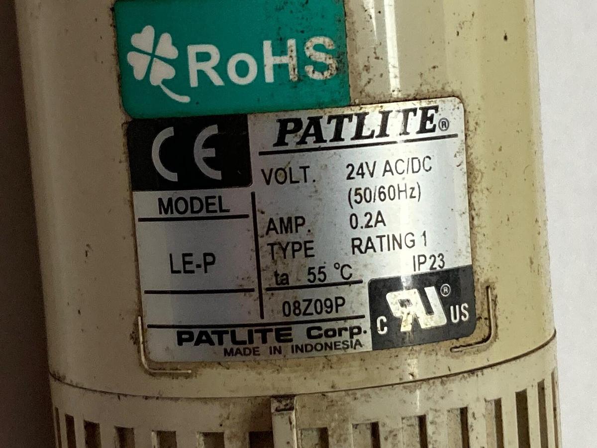Used Patlite,LE-P,Red/Amber/Green Stacklight 24V AC/DC